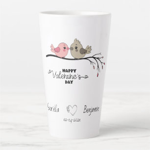 Taza De Café Latte Personalizado cariñoso en la rama Día de San Valen