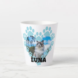 Taza De Café Latte Personalizado Cat Photo Latte Mug con nombre