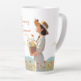 Taza De Café Latte Personalizado Chica Jardín Floral Personalizada