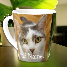 Taza De Café Latte Personalizado con 2 Fotos y Texto
