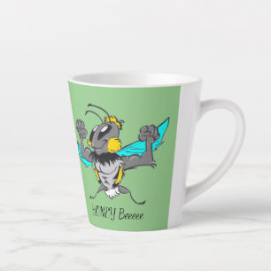 Taza De Café Latte Personalizado de abejas con burbujas de corte suav
