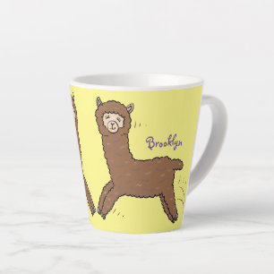 Taza De Café Latte Personalizado de alpaca marrón feliz