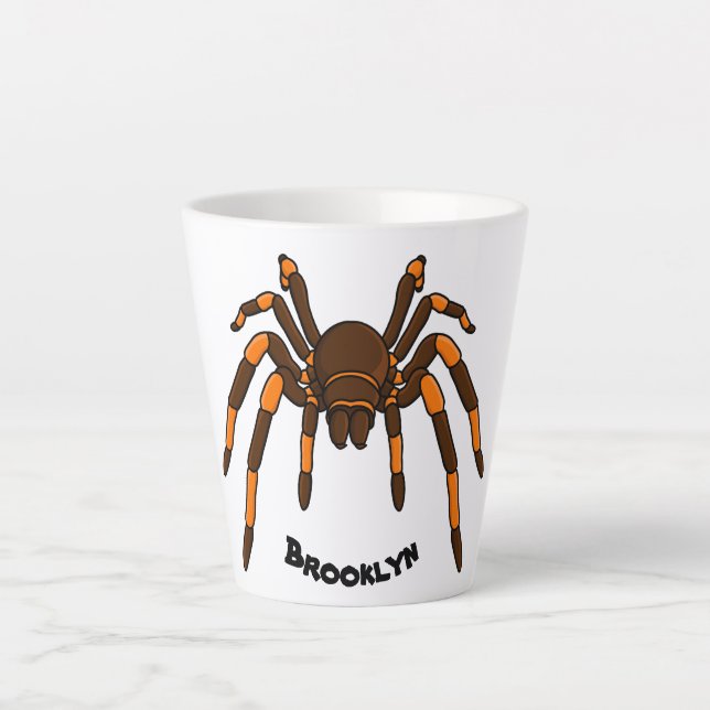 Taza De Café Latte Personalizado de araña tarántula arenosa marrón y  (Anverso)