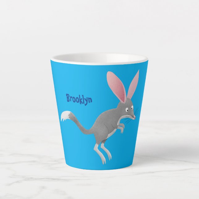 Taza De Café Latte Personalizado de bilby australiano feliz (Anverso)