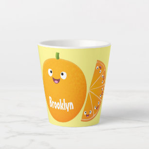Taza De Café Latte Personalizado de cítricos de feliz naranja