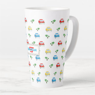 Taza De Café Latte Personalizado de coches rojos, azules y amarillos