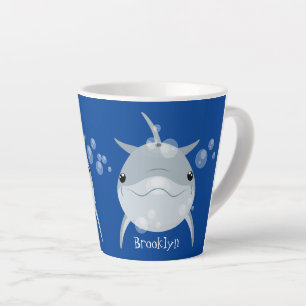 Taza De Café Latte Personalizado de delfín kawaii feliz