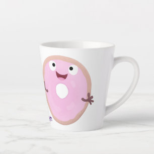 Taza De Café Latte Personalizado de donut rosa alegre y brillante