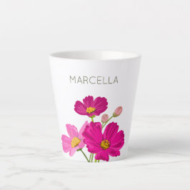 Taza De Café Latte Personalizado de flores Cosmos de jardín brillante