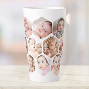 Taza De Café Latte Personalizado de fotos de bebés de Honeycomb perso