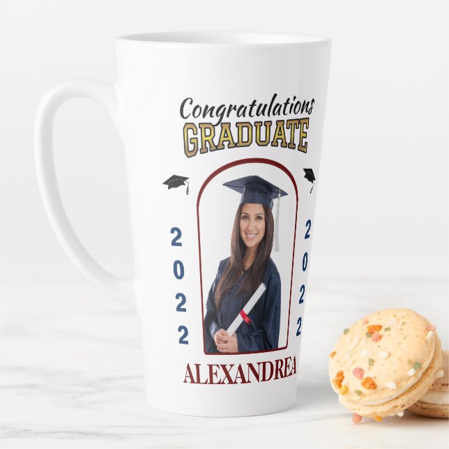 Taza De Café Latte Personalizado de Graduación de Foto Graduada Felic (In situ)