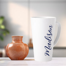 Taza De Café Latte Personalizado de guión manuscrito de nombre azul d