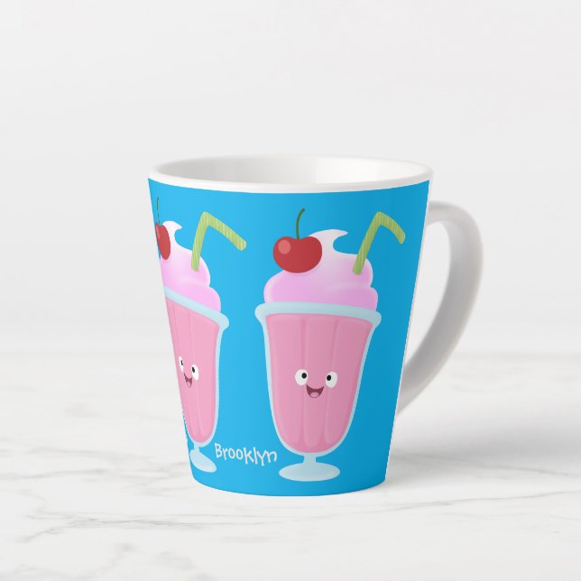Taza De Café Latte Personalizado de helados de fresa de fresa (Ángulo derecho)