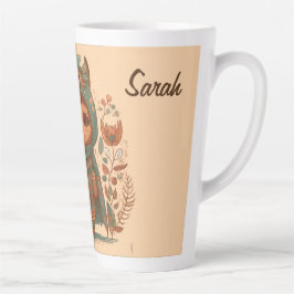 Taza De Café Latte Personalizado de lechuza floral cute boho