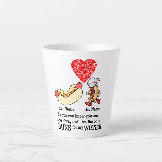 Taza De Café Latte Personalizado de los amantes de la pareja moderna (Anverso)