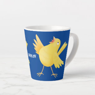 Taza De Café Latte Personalizado de pájaro canario amarillo cantando 