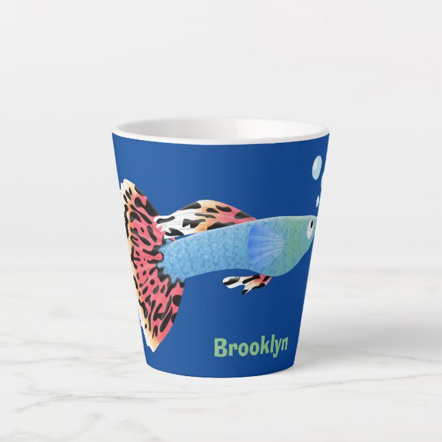 Taza De Café Latte Personalizado de peces tropicales adormilados (Anverso)