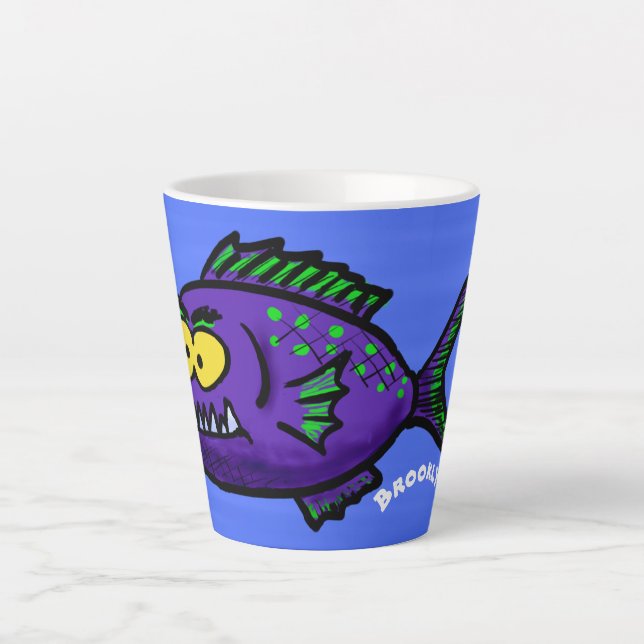 Taza De Café Latte Personalizado de pescado piraña (Anverso)