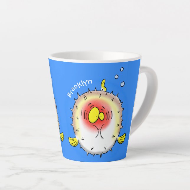 Taza De Café Latte Personalizado de pescado porcupy de marisco de pur (Ángulo derecho)