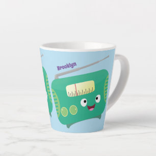 Taza De Café Latte Personalizado de radio retro alegre y gracioso