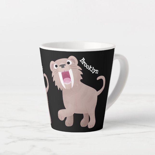 Taza De Café Latte Personalizado de Smilodon del tigre dientes de Cut (Ángulo derecho)