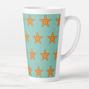 Taza De Café Latte Personalizado de Starfish Naranja Cute