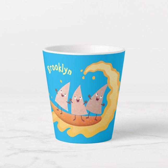 Taza De Café Latte Personalizado de surf con chips de maíz de nachos (Anverso)