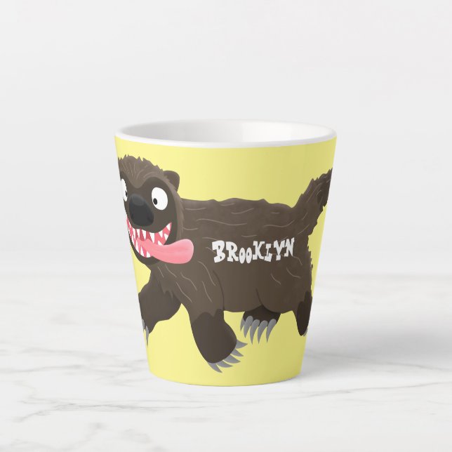 Taza De Café Latte Personalizado de un animal lobverino hambriento (Anverso)