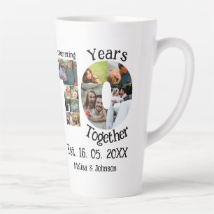 Taza De Café Latte Personalizado décimo aniversario del boda 11 colla
