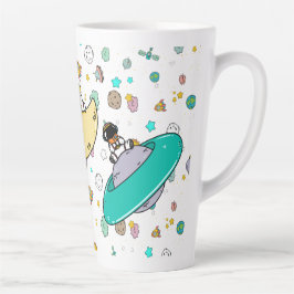 Taza De Café Latte Personalizado del espacio ultraterrestre astronaut