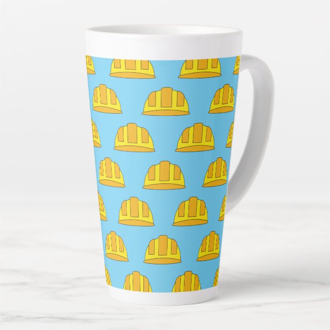 Taza De Café Latte Personalizado del Gorra duro amarillo (Ángulo derecho)