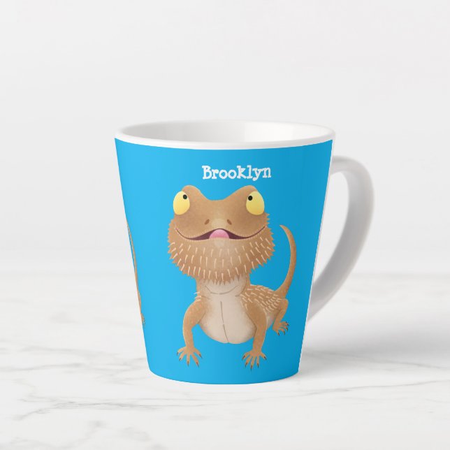 Taza De Café Latte Personalizado del lagarto de dragón barbudo (Ángulo derecho)