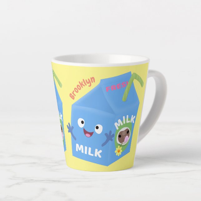 Taza De Café Latte Personalizado del personaje de la caja de leche fe (Ángulo derecho)