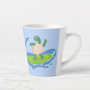 Taza De Café Latte Personalizado divertida de la ola de tortugas