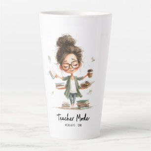 Taza De Café Latte Personalizado educativa con "Modo docente siempre