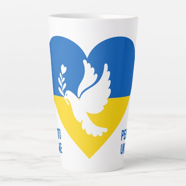 Taza De Café Latte Personalizado envía mensajes de paz a Ucrania (Anverso)