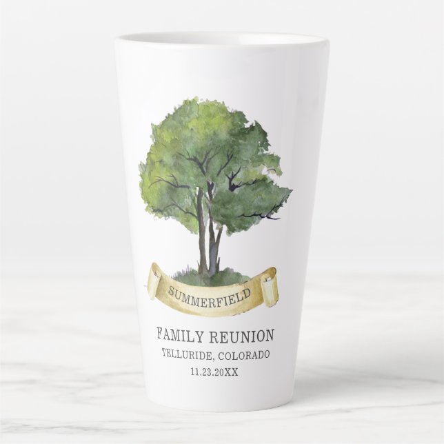 Taza De Café Latte Personalizado Familia Reunión Nombre árbol Keepsak (Anverso)