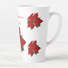 Taza De Café Latte Personalizado Feliz Navidad Poinsettia Grande
