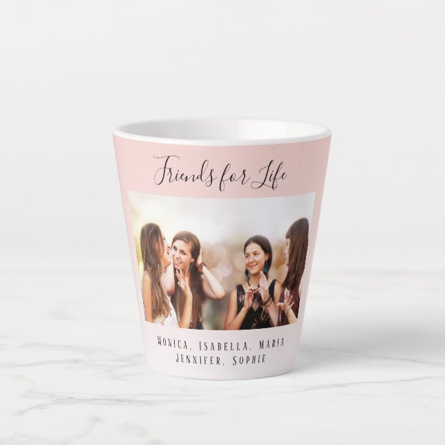Taza De Café Latte Personalizado foto mejores amigos para la vida ros (Anverso)
