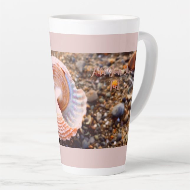 Taza De Café Latte Personalizado fotográfico de playas y conchas mari (Ángulo derecho)
