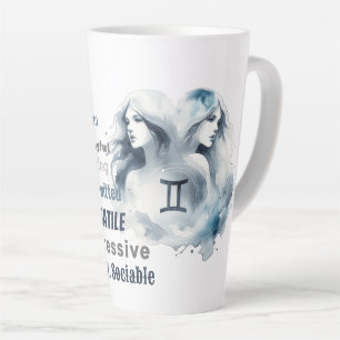 Taza De Café Latte Personalizado Gemini Viñetas Rasgos Zodiac Rótulo