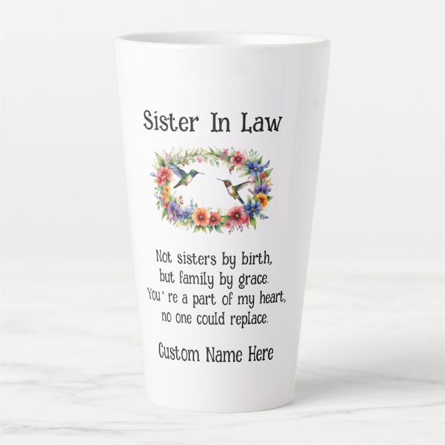 Taza De Café Latte Personalizado Hermana En Derecho Mejor Amigos Café (Anverso)