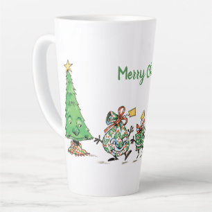 Taza De Café Latte Personalizado lindo bailando regalos navideños y á