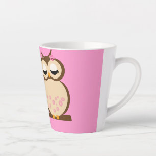 Taza De Café Latte Personalizado lindo de la madre y el bebé búho L