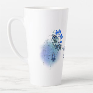 Taza De Café Latte Personalizado, marzo, tranquilidad acuamarina