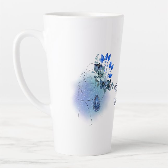 Taza De Café Latte Personalizado, marzo, tranquilidad acuamarina (Izquierda)