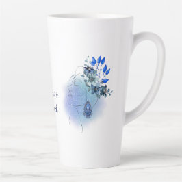 Taza De Café Latte Personalizado, marzo, tranquilidad acuamarina