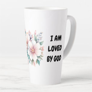 Taza De Café Latte Personalizado Me Ama Dios Floral Latte Mug