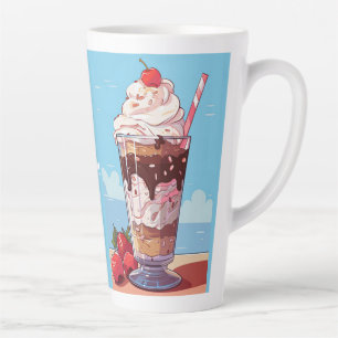 Taza De Café Latte Personalizado Monograma Ice Cream Sundae