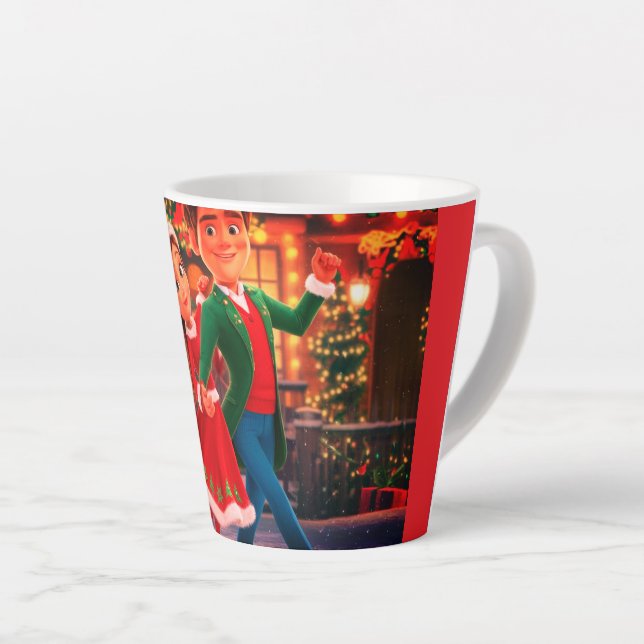 Taza De Café Latte Personalizado navidad bailando Princesa Latte Mug (Ángulo derecho)